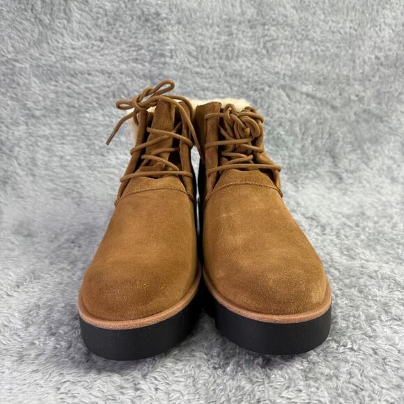 Eileen Fisher Kenille Sport Suede Boots Lace Up Fleece Syrup Brown Women's 8.5 - Picture 4 of 9